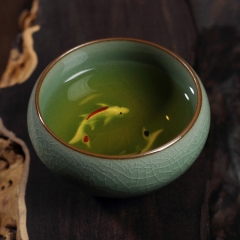 Chinese Longquan Celadon Golden Fish Teacups