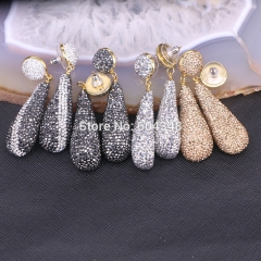 5Pairs Teardrop Black Silver Golden