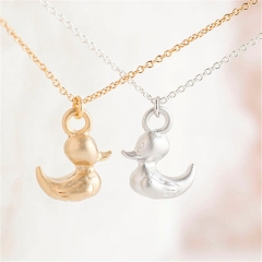 10pcs Gold Silver Baby Duck Necklace Cute Duck