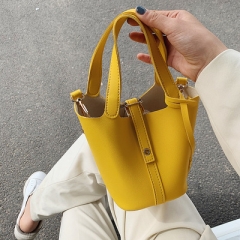 2020new style summer Korean bucket bag women leather yellow handbag