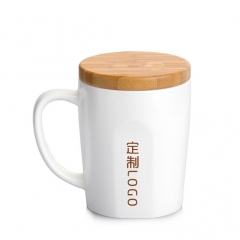 tomic Ceramic cup large capacity coffee cup tea cup with lid simple European wooden handle couple mug