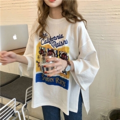 Hong Kong popular logo long sleeve T-shirt female 2020 spring new web celebrity BF original SuFeng cotton loose inside take render unlined upper garment